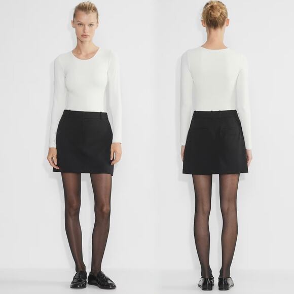 Aritzia Contour Crew Bodysuit Light Birch White Long Sleeve Size Medium M Fitted - Picture 16 of 16